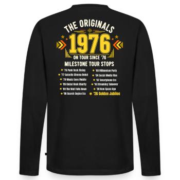 50. Geburtstag 1976 World Tour – Rock Legende - Männer Premium Bio Langarmshirt - Schwarz - Hinten - Nico (187cm)