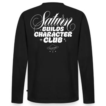 Saturn Shapes Character Club - Men's Premium Organic Long Sleeve Shirt - black - Back - Nico (187cm)