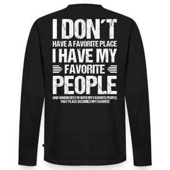 Ich habe keinen Lieblingsort nur Lieblingsmenschen - Männer Premium Bio Langarmshirt - Schwarz - Hinten - Nico (187cm)