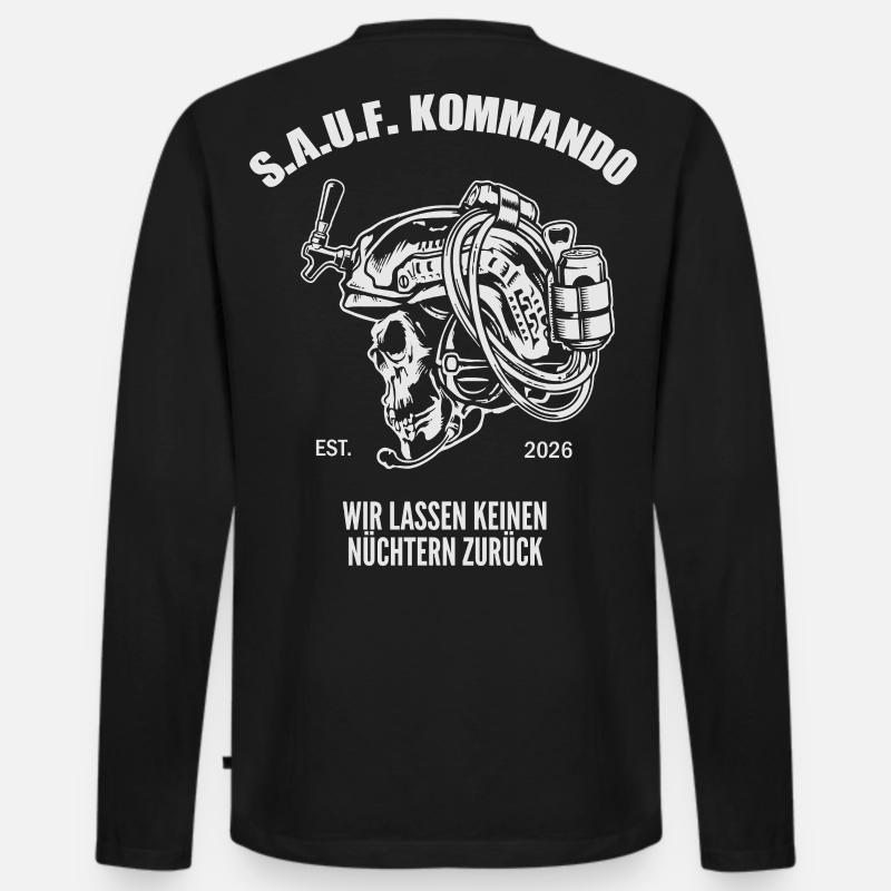 Sauf Kommando | Tactical Beer Skull - Männer Premium Bio Langarmshirt - Schwarz