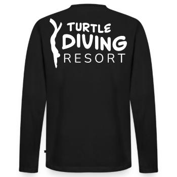 Turtle Diving Resort Logo - Men's Premium Organic Long Sleeve Shirt - black - Back - Nico (187cm)