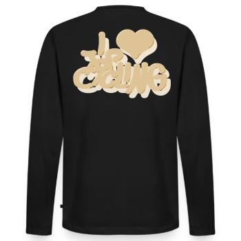 I_love_Cycling_beige - T-shirt manches longues Premium bio Homme - noir - Dos - Nico (187cm)