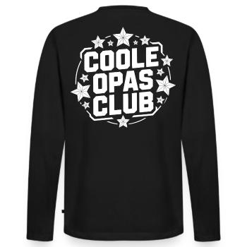 Coole OPAS Club Logo - Männer Premium Bio Langarmshirt - Schwarz - Hinten - Nico (187cm)