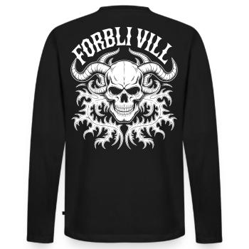Skull with Horns Motif - Men's Premium Organic Long Sleeve Shirt - black - Back - Nico (187cm)