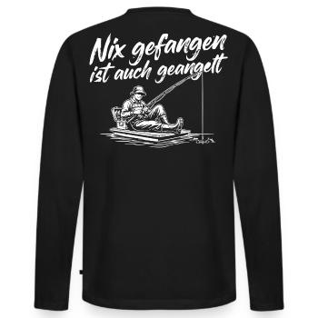 Angeln mit Humor - Männer Premium Bio Langarmshirt - Schwarz - Hinten - Nico (187cm)