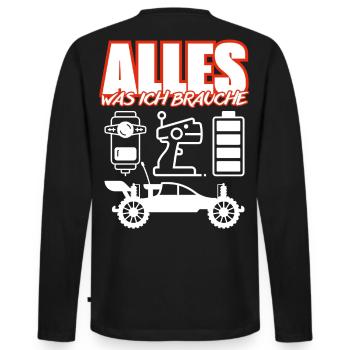 Alles Was Ich Brauche – RC Auto Basics - Männer Premium Bio Langarmshirt - Schwarz - Hinten - Nico (187cm)