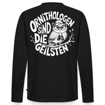 Ornithologen sind die Geilsten - Männer Premium Bio Langarmshirt - Schwarz - Hinten - Nico (187cm)