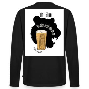 im Bier liegt die Kraft - Männer Premium Bio Langarmshirt - Schwarz - Hinten - Nico (187cm)
