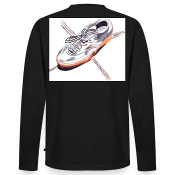 En déplacement : croquis et traits de baskets - T-shirt manches longues Premium bio Homme - noir - Dos - Nico (187cm)