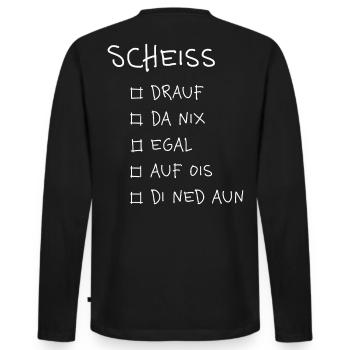 Scheiß... – Lustiges Dialekt Typografie Design - Männer Premium Bio Langarmshirt - Schwarz - Hinten - Nico (187cm)