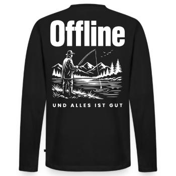 Natur statt Handy - Männer Premium Bio Langarmshirt - Schwarz - Hinten - Nico (187cm)