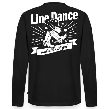 Line Dance Boots Spruch - Männer Premium Bio Langarmshirt - Schwarz - Hinten - Nico (187cm)