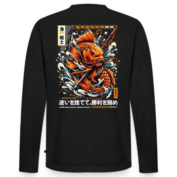 Koi Warrior Achieve Victory - Männer Premium Bio Langarmshirt - Schwarz - Hinten - Nico (187cm)