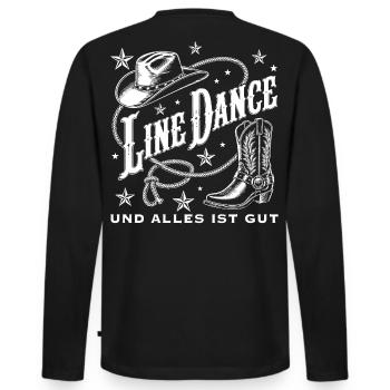 Line Dance Western Flair - Männer Premium Bio Langarmshirt - Schwarz - Hinten - Nico (187cm)