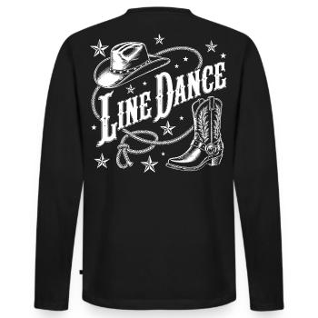 Line Dance Cowboy Flair - Männer Premium Bio Langarmshirt - Schwarz - Hinten - Nico (187cm)