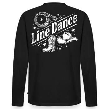 Line Dance Western Motiv - Männer Premium Bio Langarmshirt - Schwarz - Hinten - Nico (187cm)