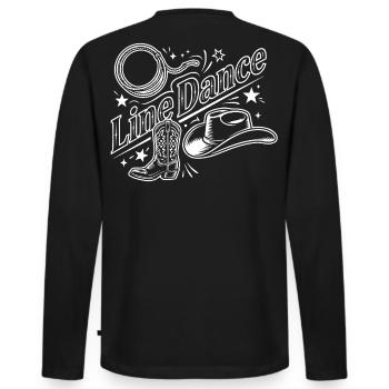 Line Dance Country Western Motiv - Männer Premium Bio Langarmshirt - Schwarz - Hinten - Nico (187cm)