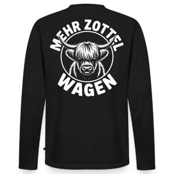 Mehr Zottel wagen - Highlands - Männer Premium Bio Langarmshirt - Schwarz - Hinten - Nico (187cm)
