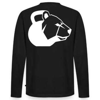 Bär Kettlebell Grafik Logo Dynamisch - Männer Premium Bio Langarmshirt - Schwarz - Hinten - Nico (187cm)