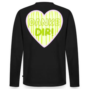Danke Dir Herz - Männer Premium Bio Langarmshirt - Schwarz - Hinten - Nico (187cm)
