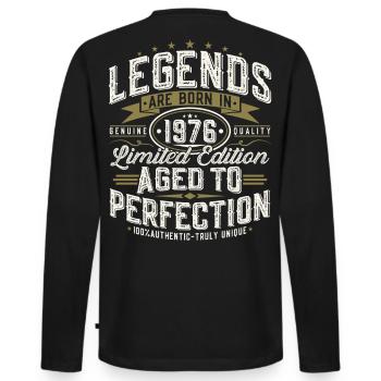 Cadeau d’anniversaire vintage vintage rétro 1976 - T-shirt manches longues Premium bio Homme - noir - Dos - Nico (187cm)