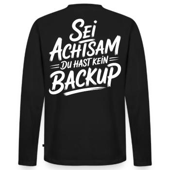Lebe Dein Leben - Männer Premium Bio Langarmshirt - Schwarz - Hinten - Nico (187cm)