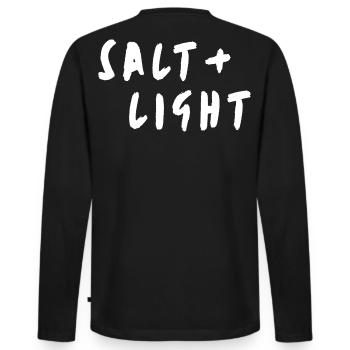 Sel + lumière - T-shirt manches longues Premium bio Homme - noir - Dos - Nico (187cm)