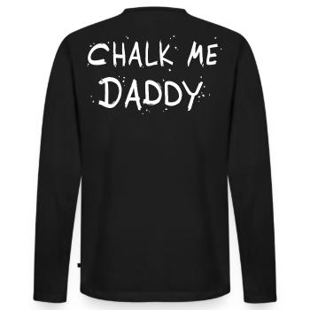 Chalk Me Daddy - Jeu de mots sur les rochers / l’escalade - T-shirt manches longues Premium bio Homme - noir - Dos - Nico (187cm)