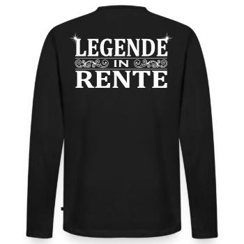 Legende in Rente Ornament - Männer Premium Bio Langarmshirt - Schwarz - Hinten - Nico (187cm)