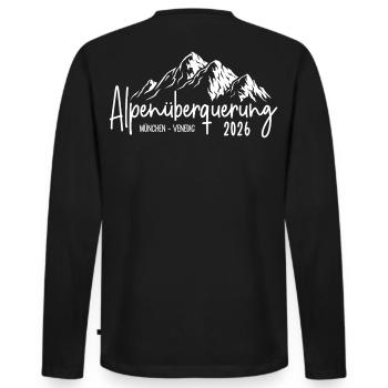 Alpenüberquerung 2026 München Venedig - Männer Premium Bio Langarmshirt - Schwarz - Hinten - Nico (187cm)