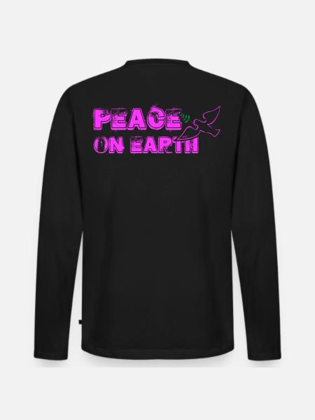 Peace on Earth with Bird pink - Men's Premium Organic Long Sleeve Shirt - black