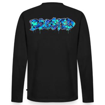 Boosted Camouflage Motiv für Turbo Schrauber - Männer Premium Bio Langarmshirt - Schwarz - Hinten - Nico (187cm)