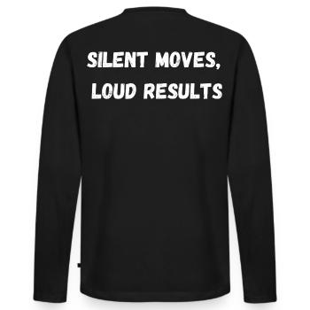 Mouvements silencieux, résultats bruyants l LateNightGrind - T-shirt manches longues Premium bio Homme - noir - Dos - Nico (187cm)