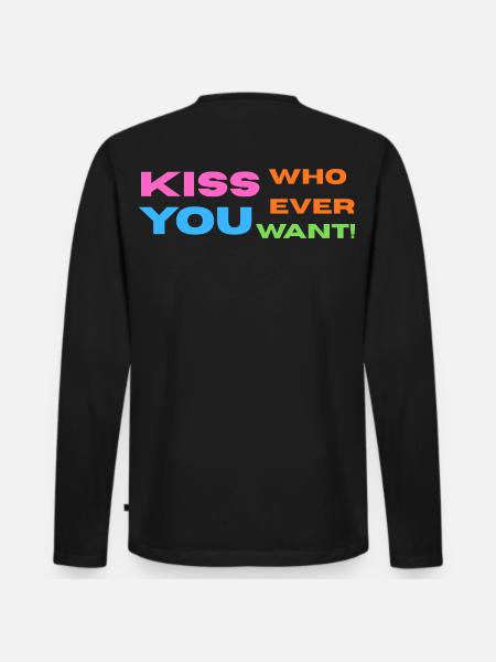 Pride / CSD / LGBTQ+ Design "Kiss" - Men's Premium Organic Long Sleeve Shirt - black