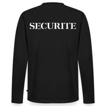 Securité - T-shirt manches longues Premium bio Homme - noir - Dos - Nico (187cm)