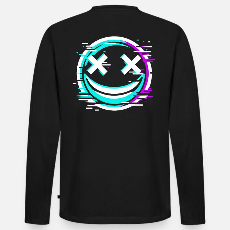 Verzerrung Lächeln Cyberpunk - Männer Premium Bio Langarmshirt - Schwarz