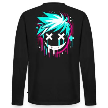 Graffiti sourire élégant - T-shirt manches longues Premium bio Homme - noir - Dos - Nico (187cm)