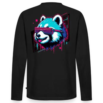 Red Panda Retro Shades - Men's Premium Organic Long Sleeve Shirt - black - Back - Nico (187cm)