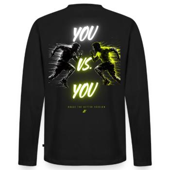 DuGegenDich Duell - Men's Premium Organic Long Sleeve Shirt - black - Back - Nico (187cm)