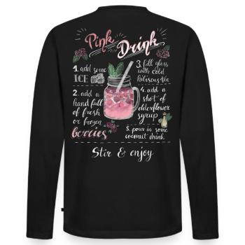 Pink Drink - Männer Premium Bio Langarmshirt - Schwarz - Hinten - Nico (187cm)