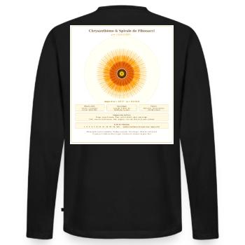Chrysantème et Spirale de Fibonacci - T-shirt manches longues Premium bio Homme - noir - Dos - Nico (187cm)