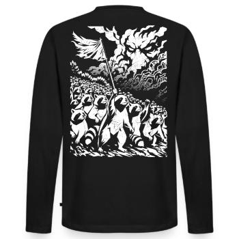 Raccoon Protest Vintage Street Art Design - Men's Premium Organic Long Sleeve Shirt - black - Back - Nico (187cm)