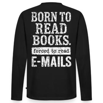 Born to Read Books – Statement - Men's Premium Organic Long Sleeve Shirt - black - Back - Nico (187cm)