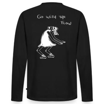 Lassen Sie sich treiben - Männer Premium Bio Langarmshirt - Schwarz - Hinten - Nico (187cm)