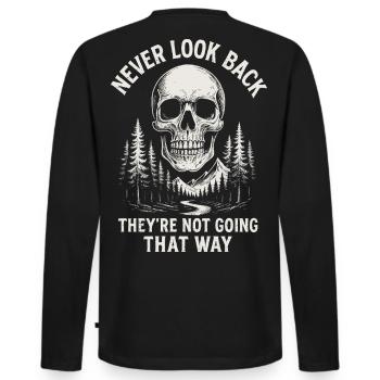 La forêt du crâne ne revient jamais - T-shirt manches longues Premium bio Homme - noir - Dos - Nico (187cm)