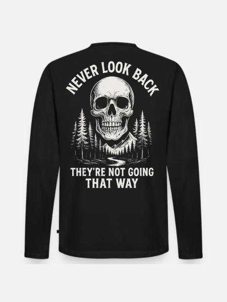 Skull Forest Never Back - Men's Premium Organic Long Sleeve Shirt - black