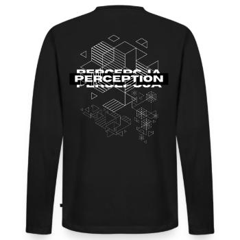 Perception Geometry Mystique - Men's Premium Organic Long Sleeve Shirt - black - Back - Nico (187cm)