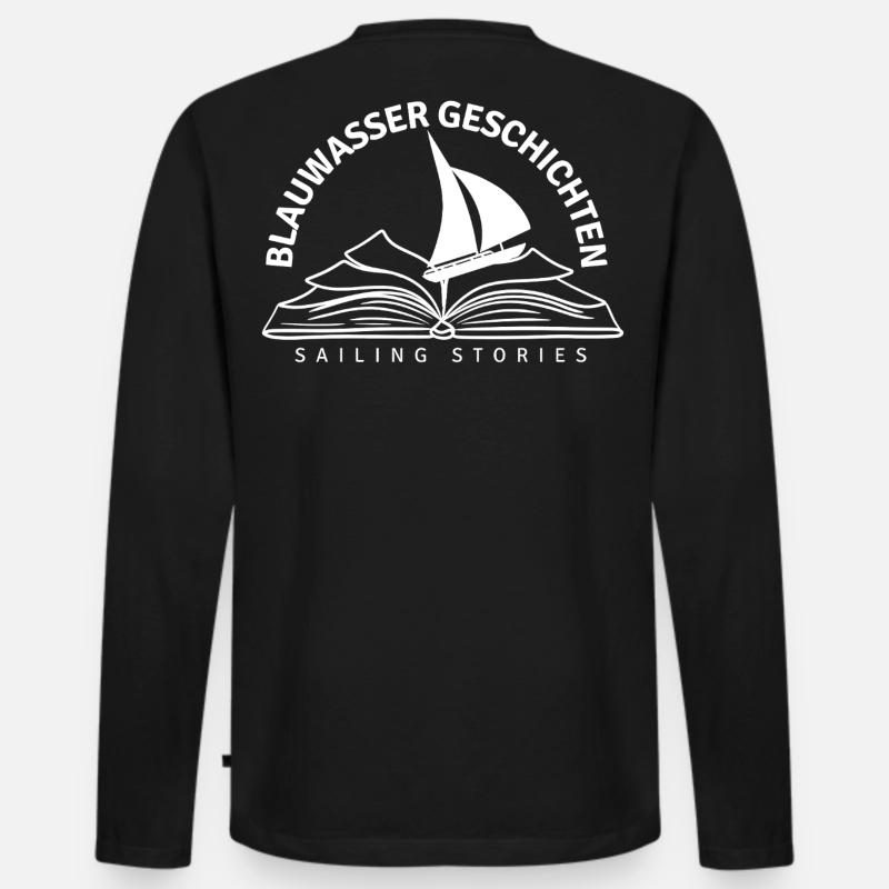 Blauwassergeschichten Logo - Männer Premium Bio Langarmshirt - Schwarz