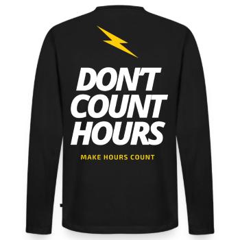 Don't Count Hours, Make Hours count LateNightGrind - Men's Premium Organic Long Sleeve Shirt - black - Back - Nico (187cm)