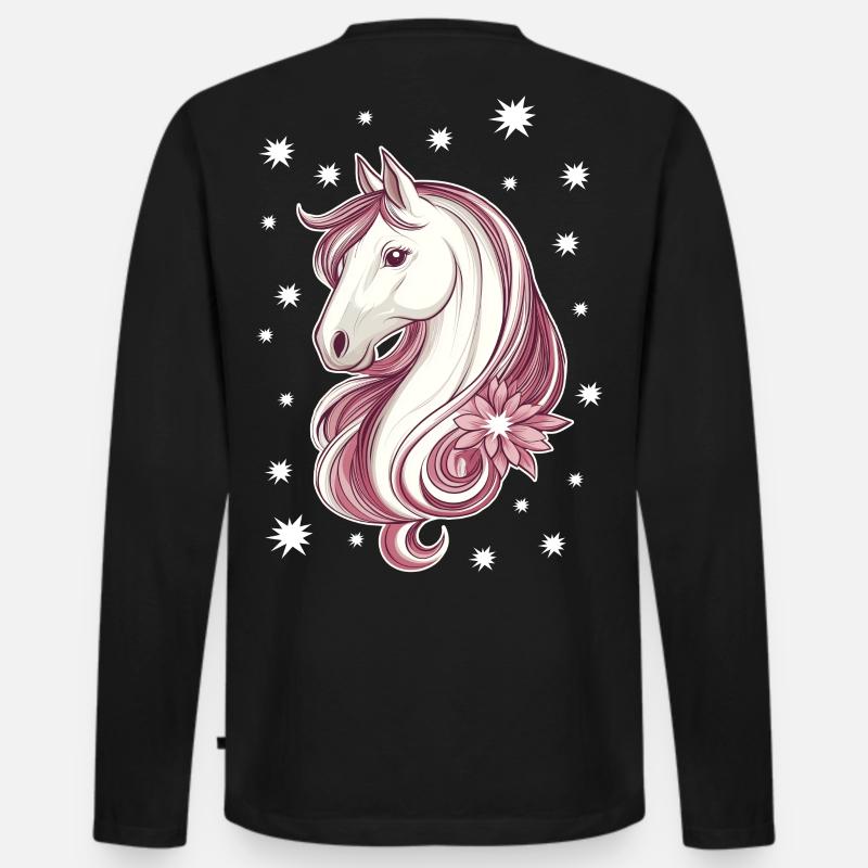 Pferd mit Sternen - Männer Premium Bio Langarmshirt - Schwarz